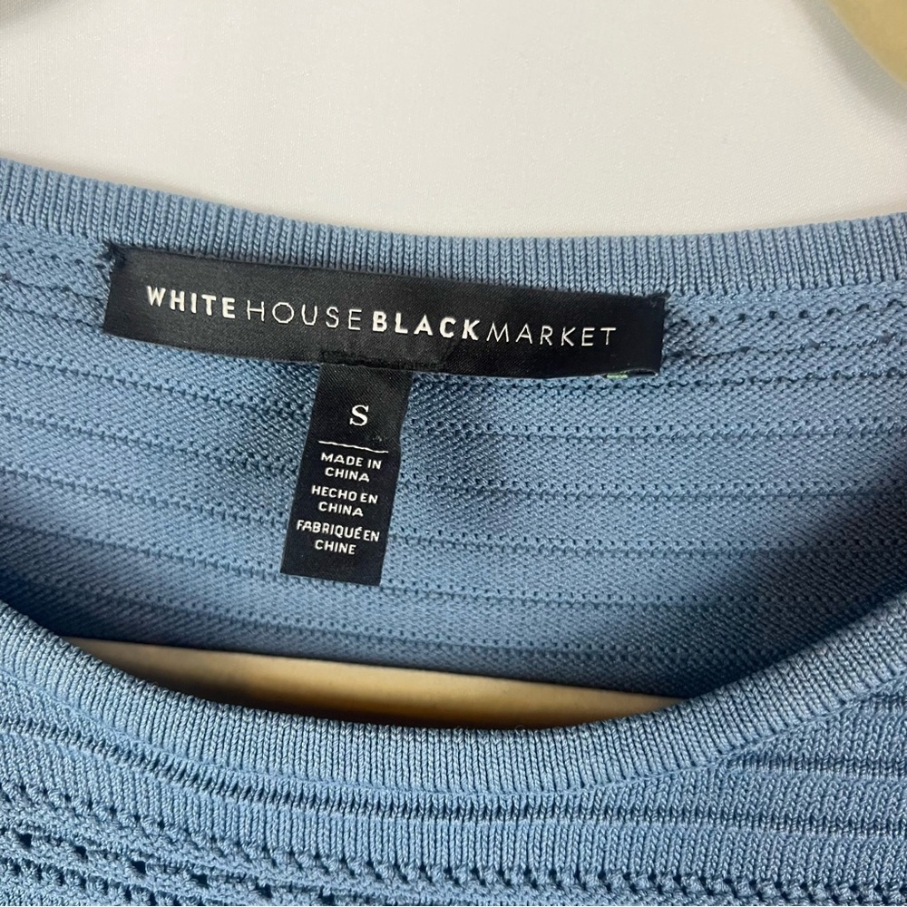 White House Black Market Blue Bell Sleeve Top - Picture 7 of 7
